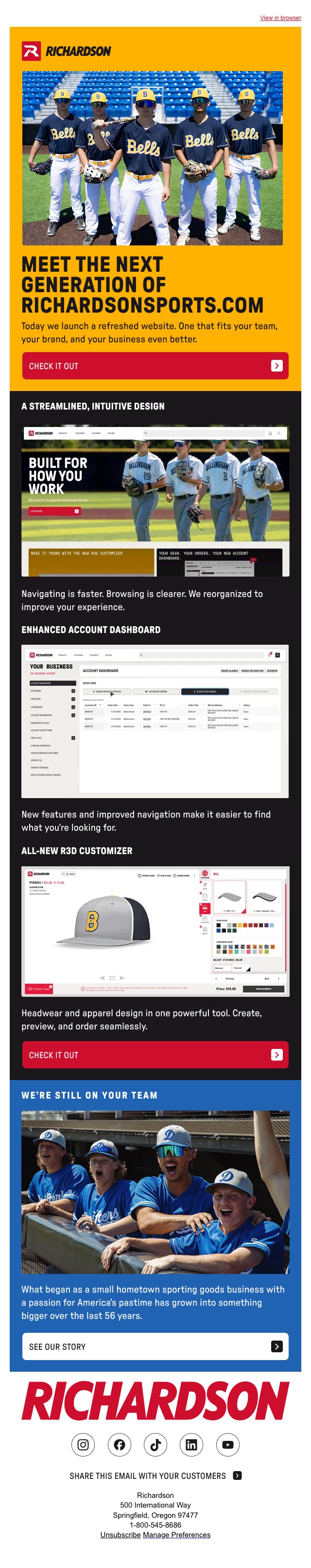 Launch email: Meet the next generation of Richardsonsports.com