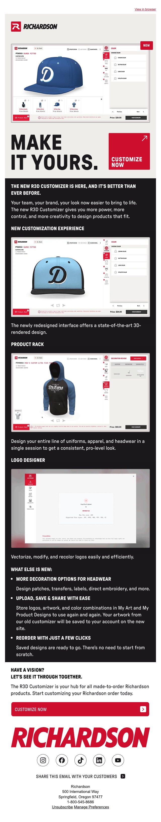 R3D Customizer email: Make it yours