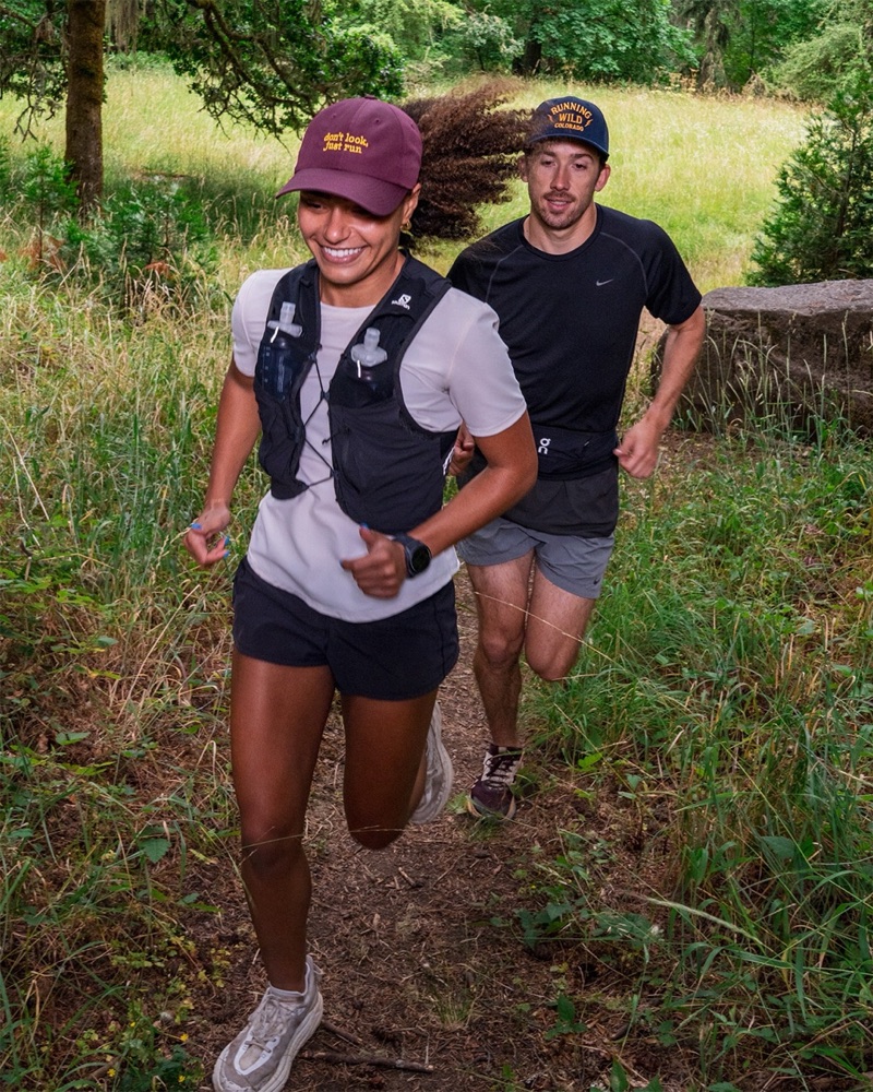 Slide 1: both runners on the trail