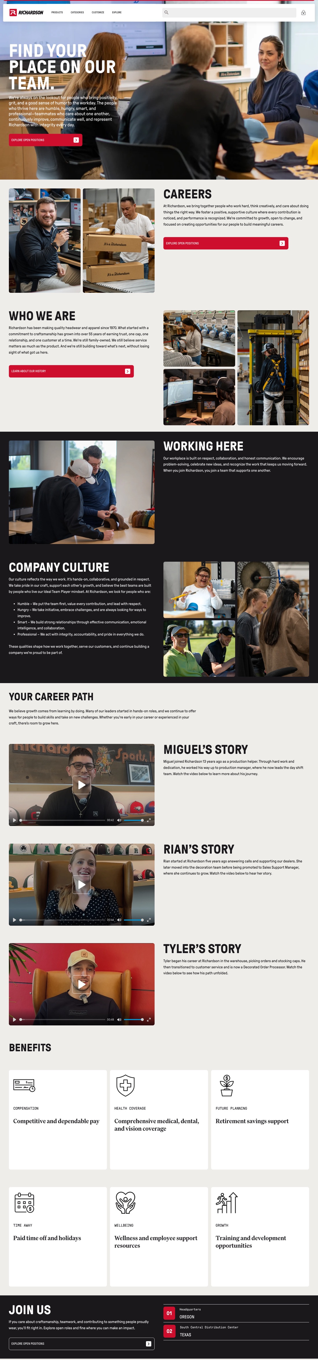 The full new Richardson Careers page